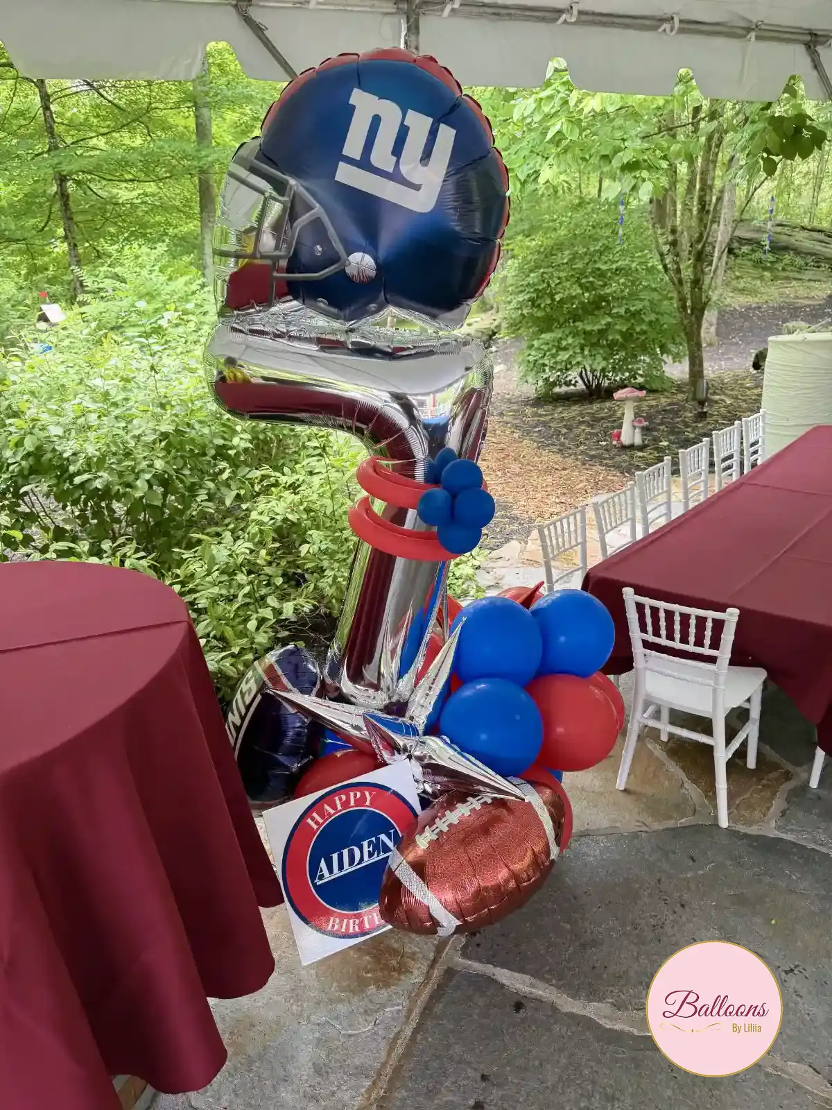 Giants Football Balloon Bouquet Gold Red