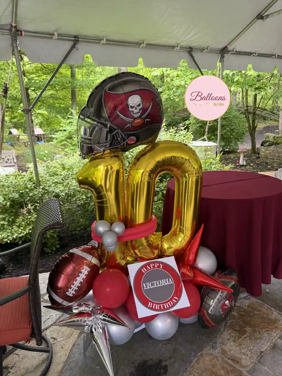 Birthday Football Balloon Bouquet Gold Red