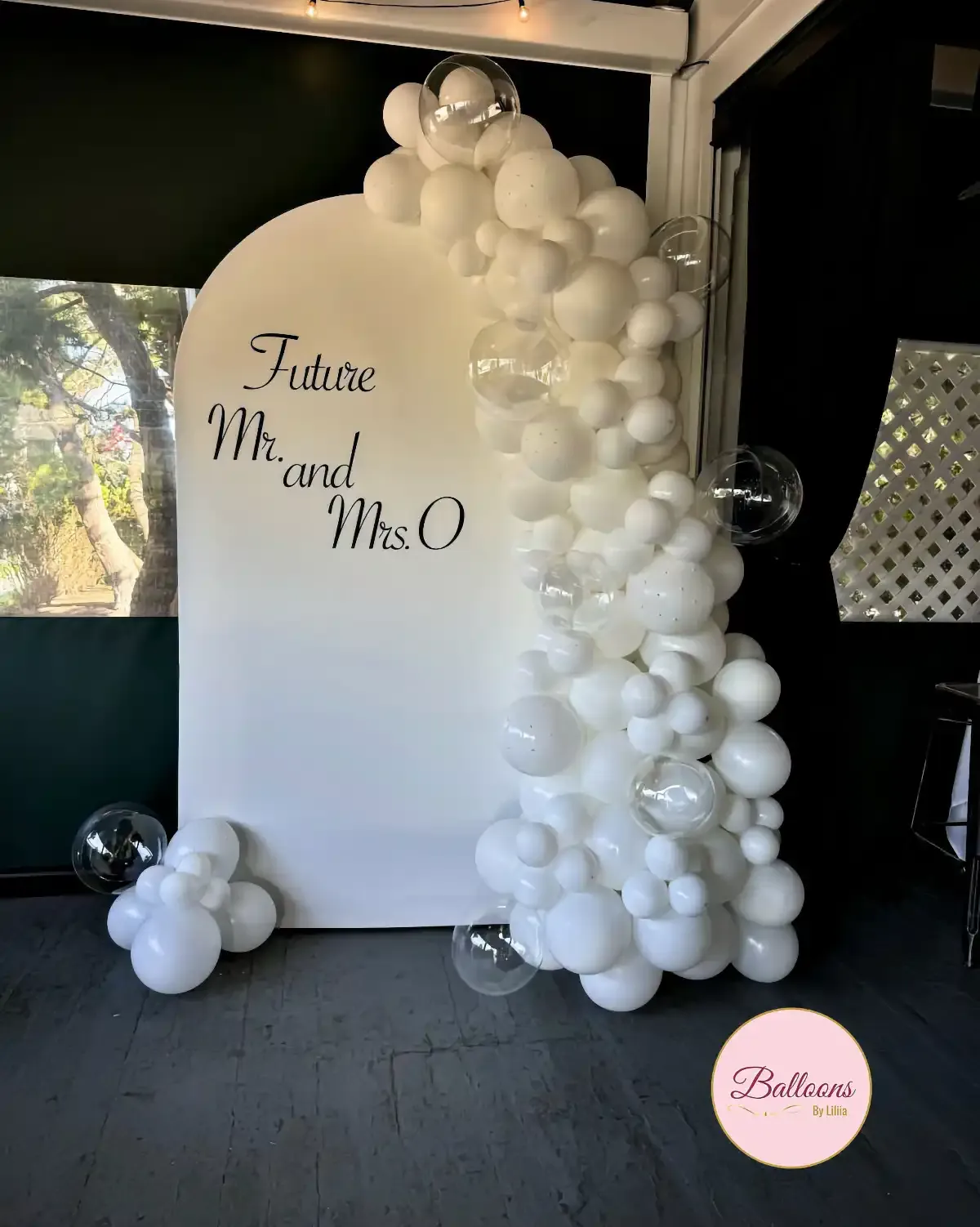 Blush bridal shower balloon garland in Hoboken NJ