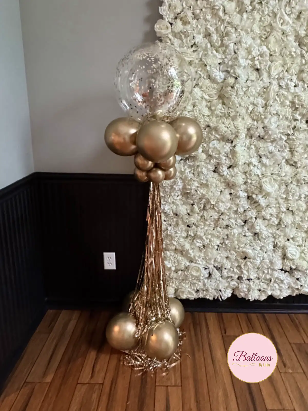 Gold Clear Balloon Column in NJ and NYC