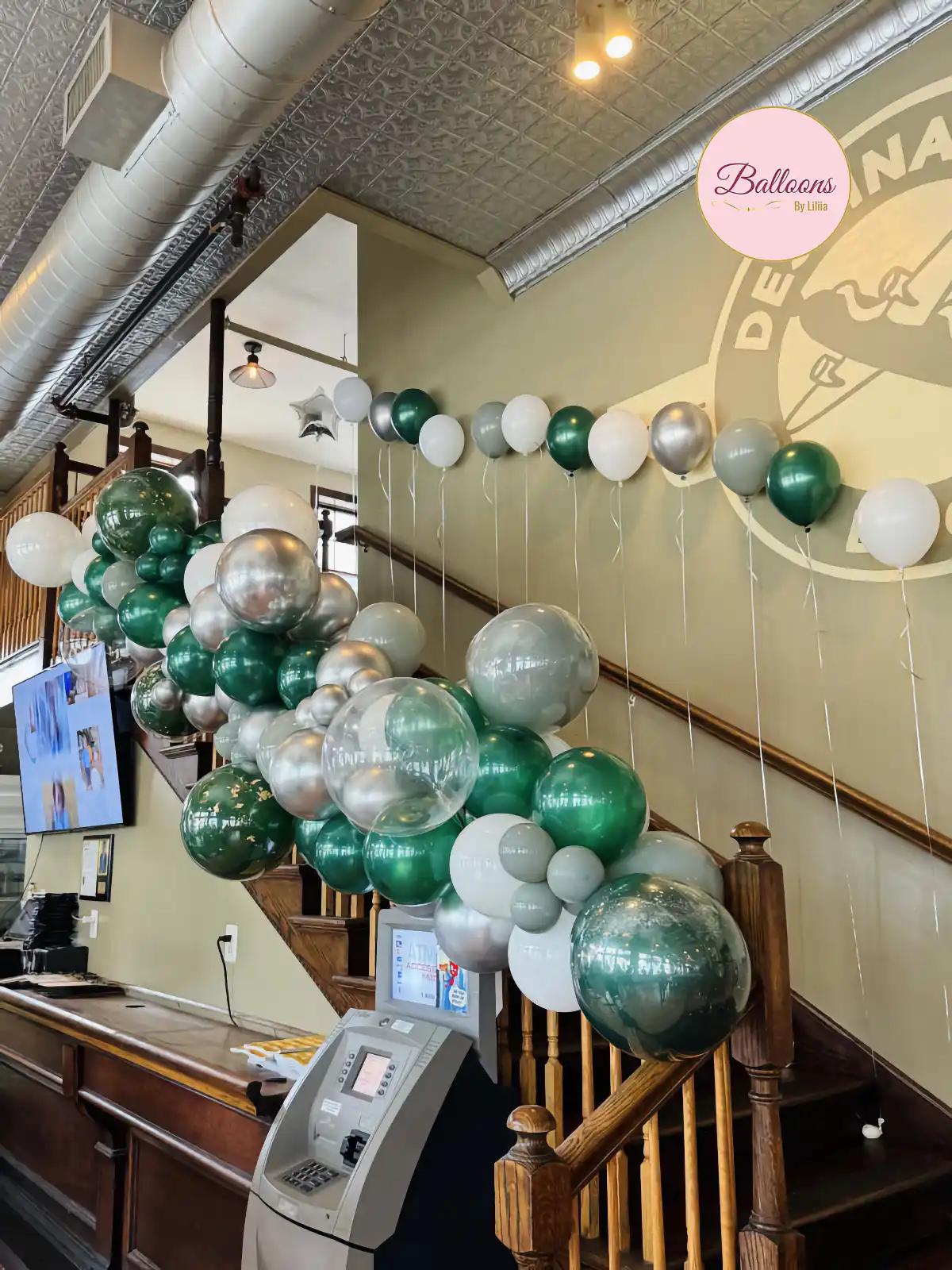 Baby Shower Green Silver Balloon Garland NJ