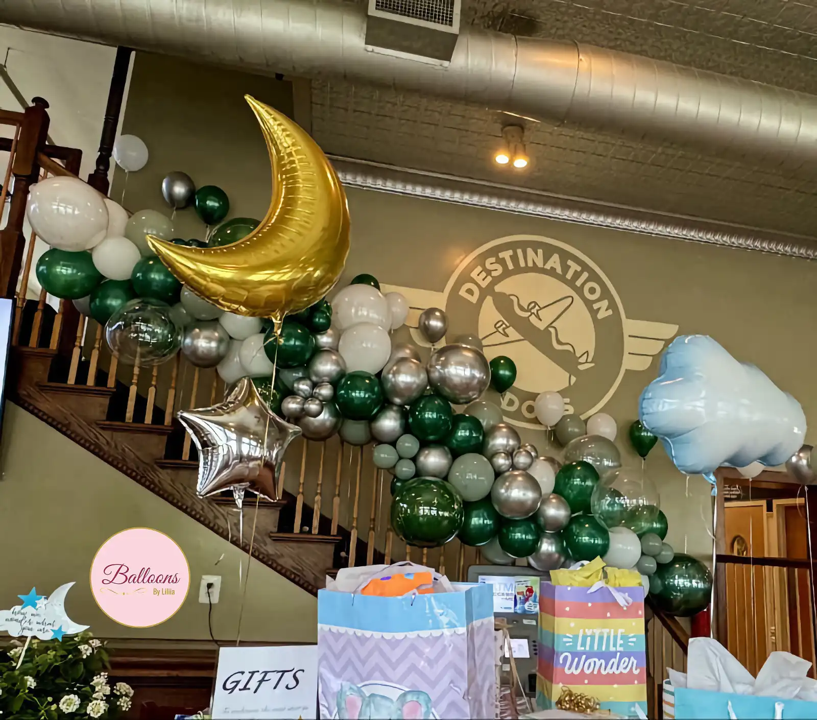 Baby Shower Green Silver Balloon Garland NJ