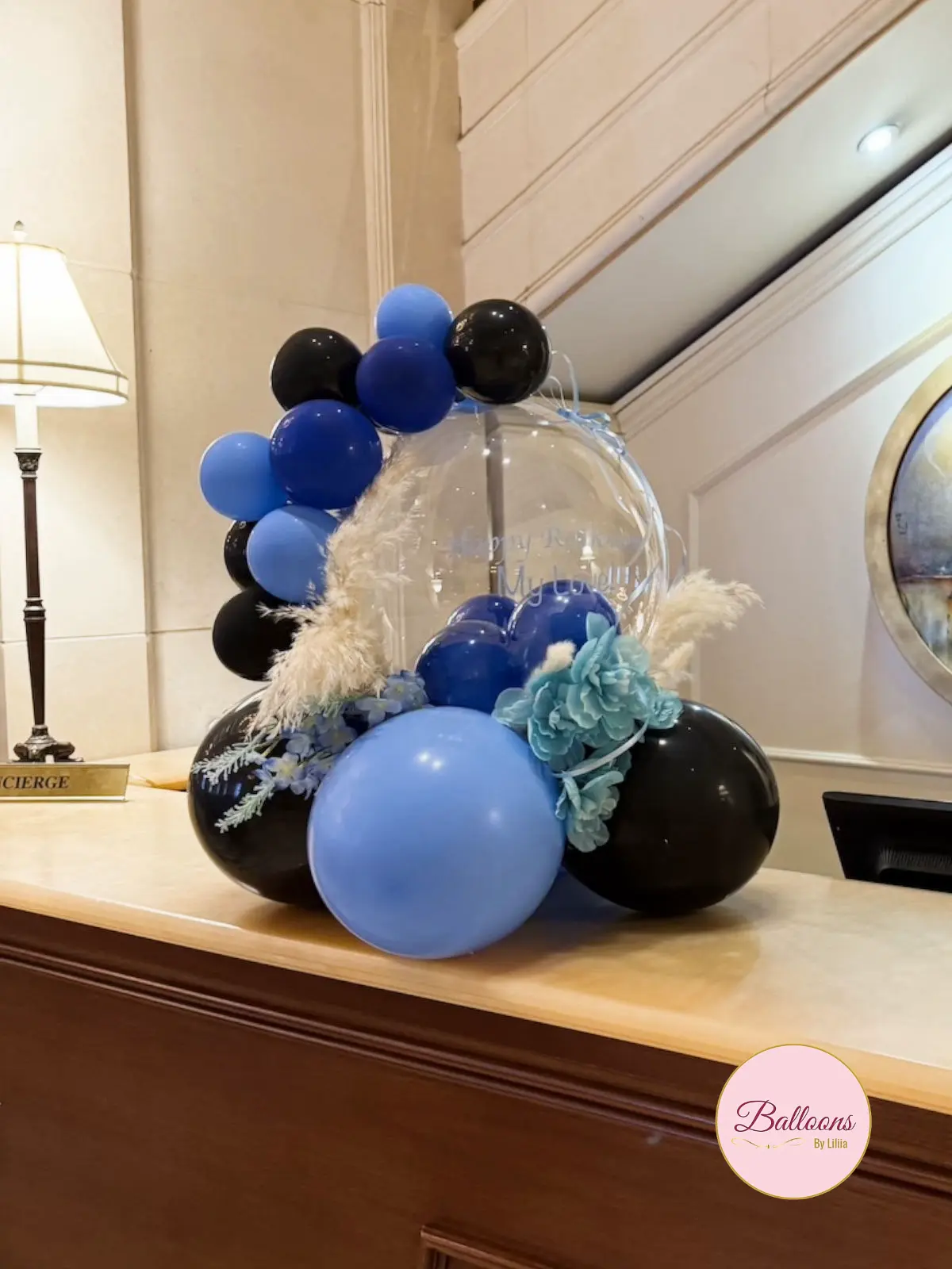 Balloon Bouquet Black Clear Blue in NJ and NYC